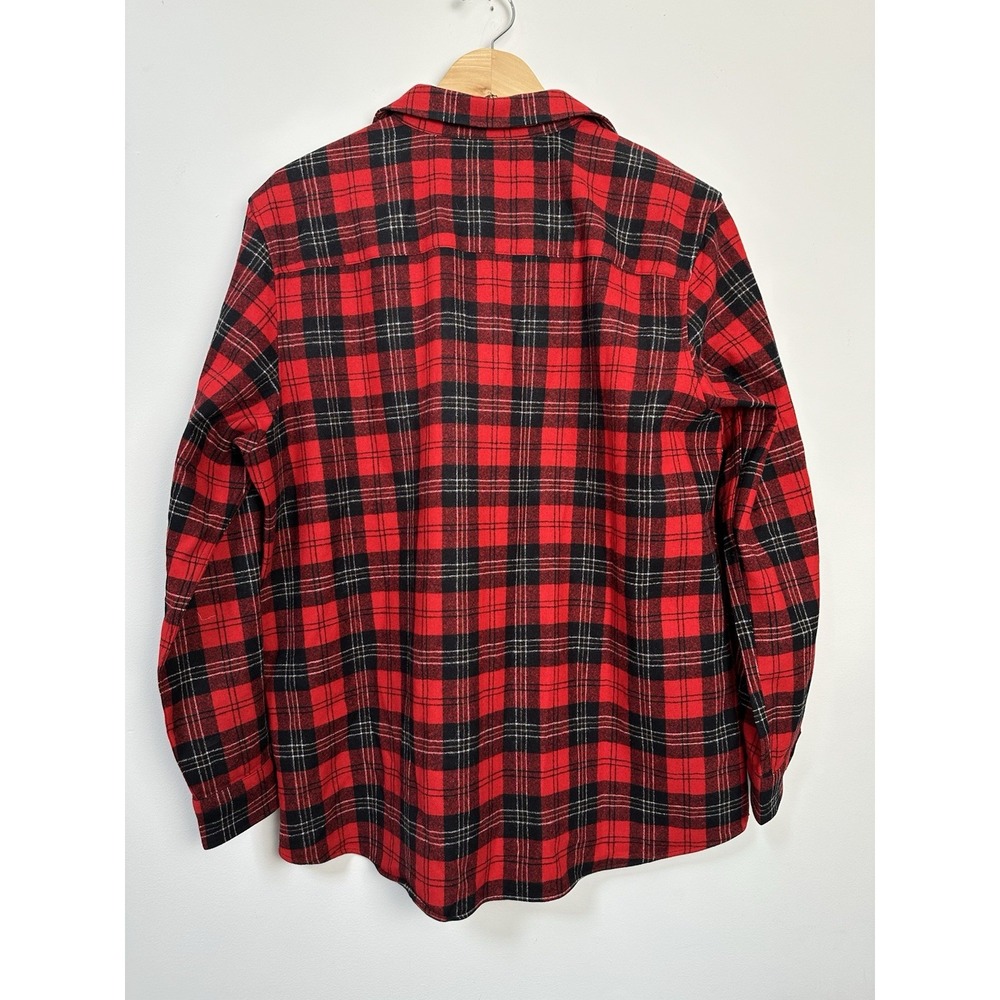 Pendleton Originals 100% Wool Plaid Flannel Red Black Mens Size Large Buttons - Picture 7 of 9